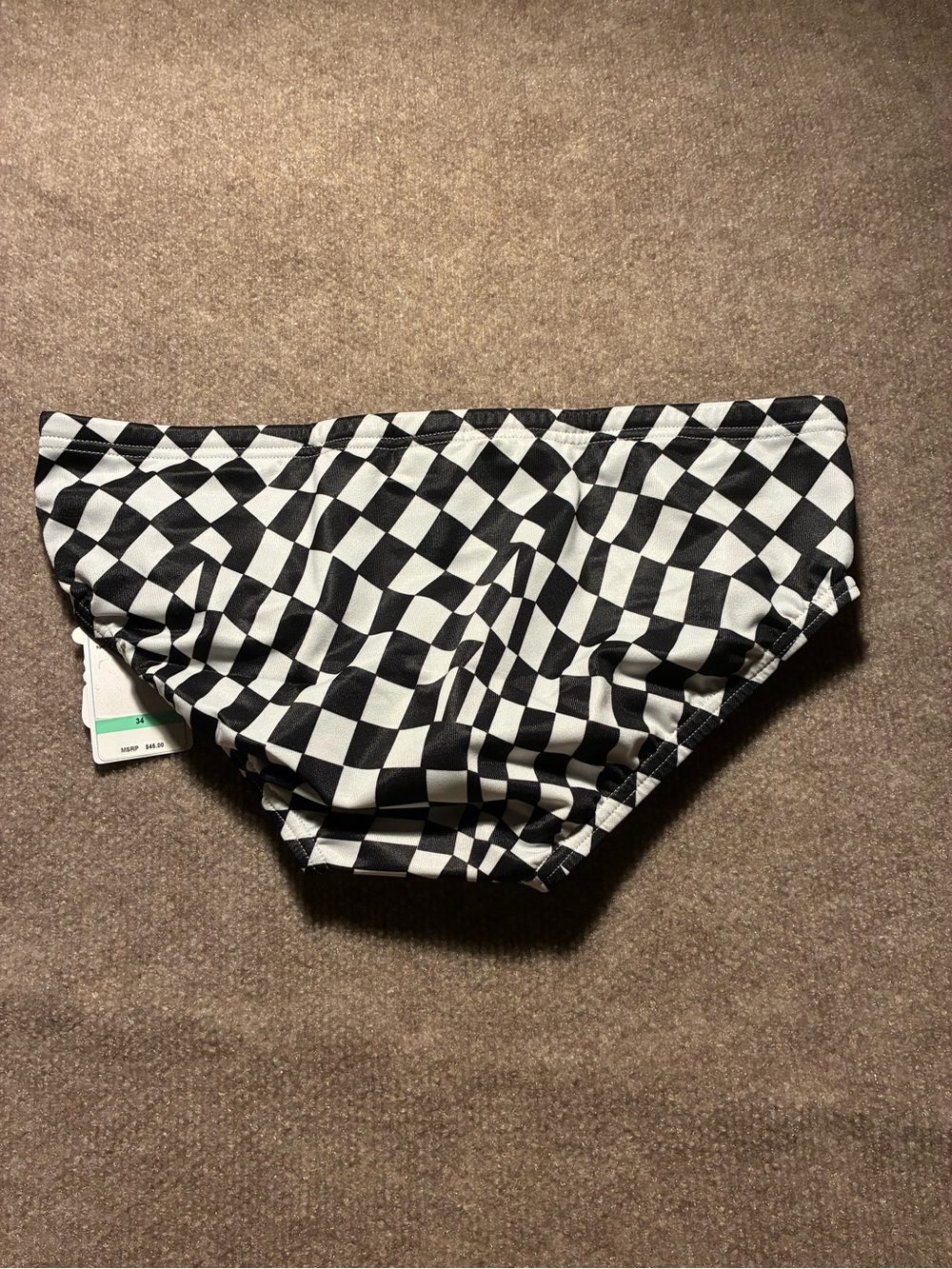 Speedo Black & White Checkerboard Swim Brief - Picture 4 of 8